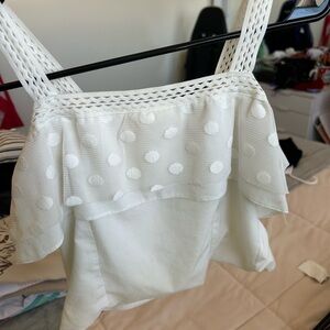 White Polka Dot Women's Top